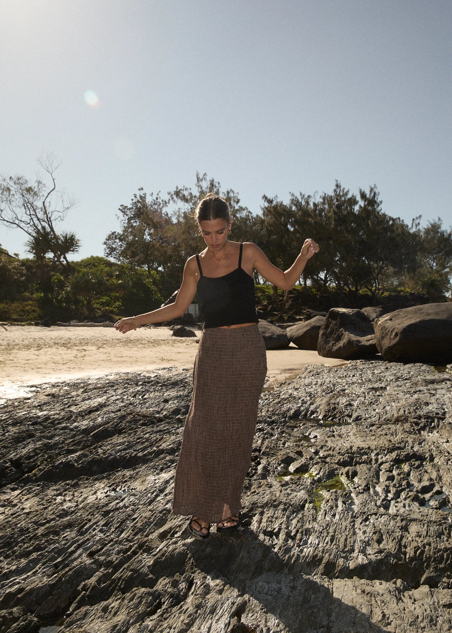 AFENDS // Hometown Seersucker Skirt COFFEE