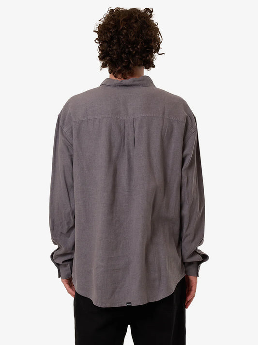 THRILLS // Hemp Minimal Thrills Oversize Long Sleeve Shirt GREY ASH