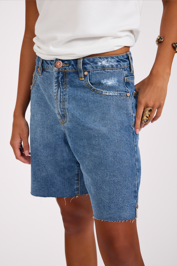 ONE TEASPOON // Jackson Mid Waist Shorts HOODLUM BLUE