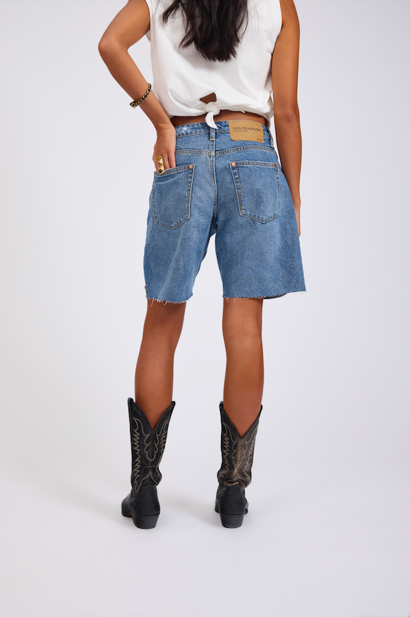 ONE TEASPOON // Jackson Mid Waist Shorts HOODLUM BLUE