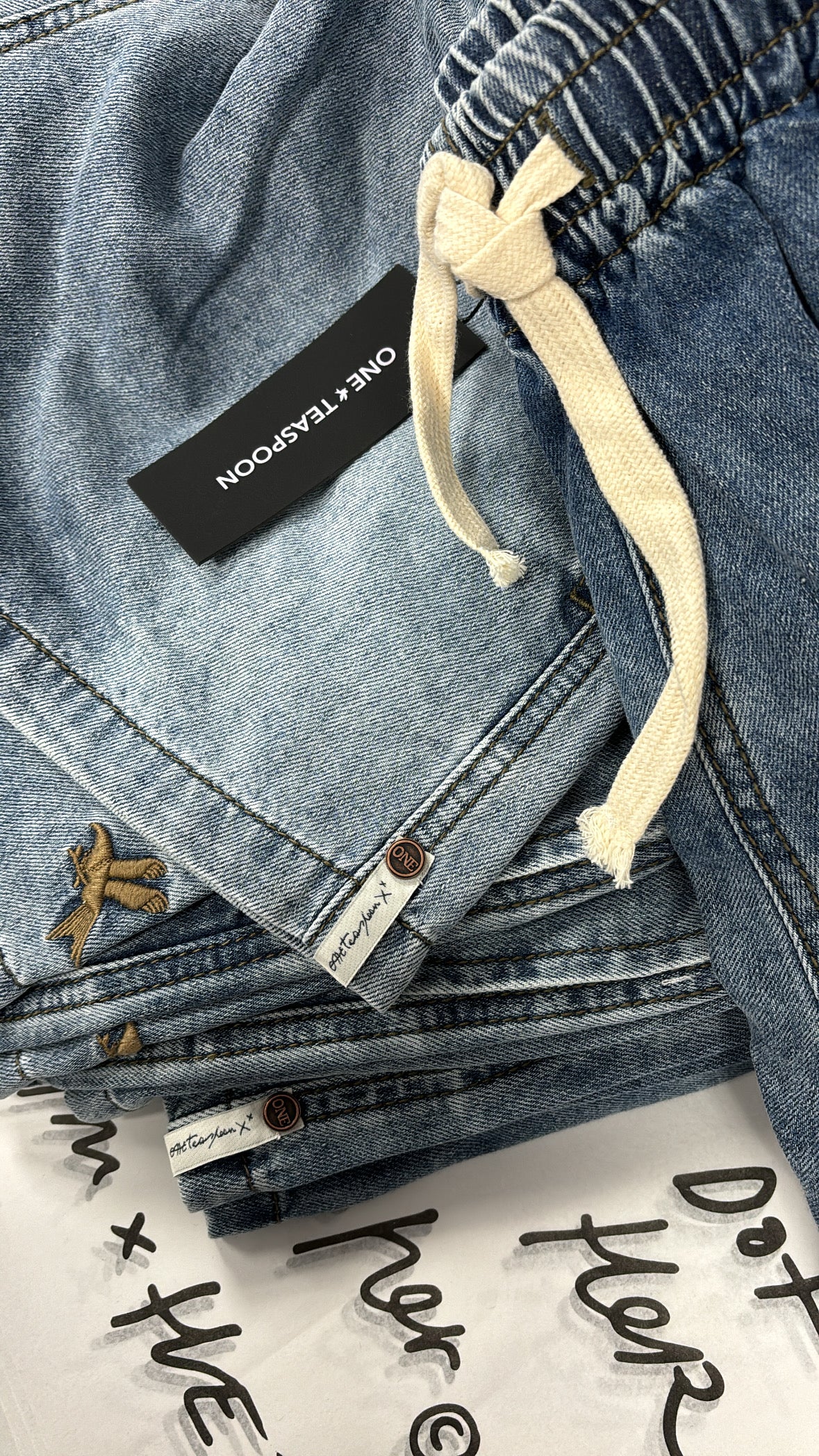 ONE TEASPOON // Denim Boxer Short BLUE BLOSSOM