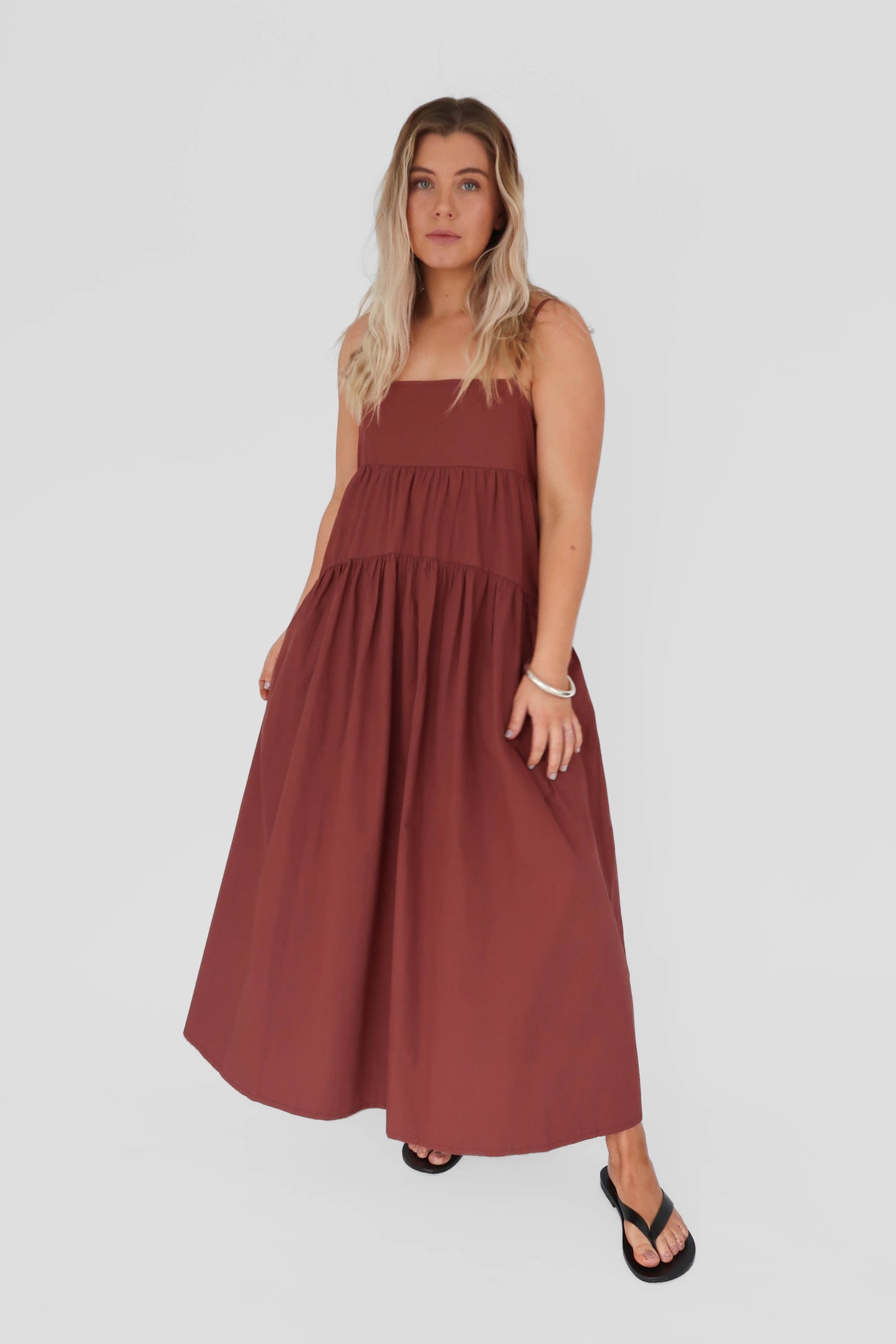 BEIGED // Tiered Dress MAROON