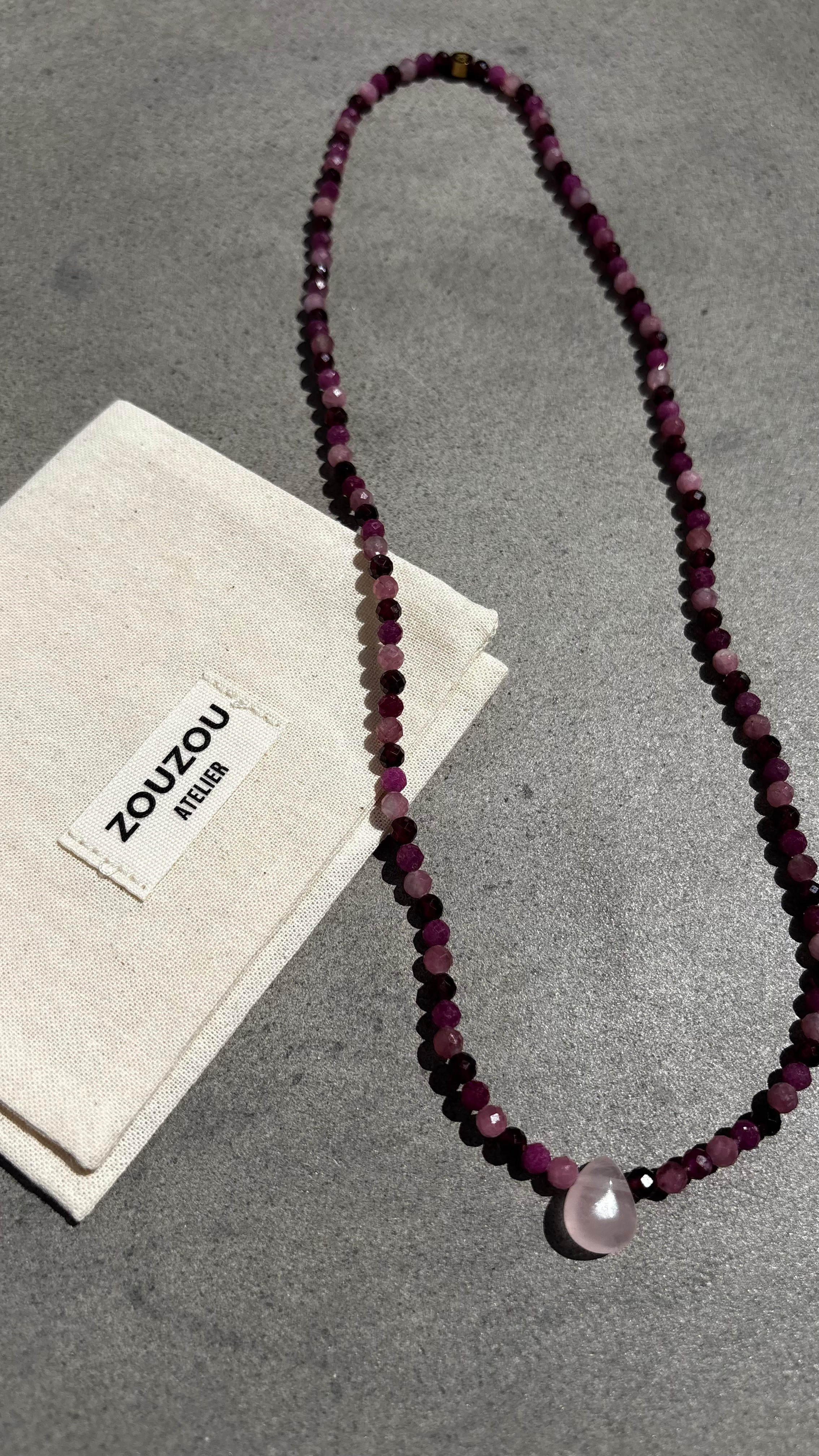 Garnet/Pink Tourmaline Pendant Necklace