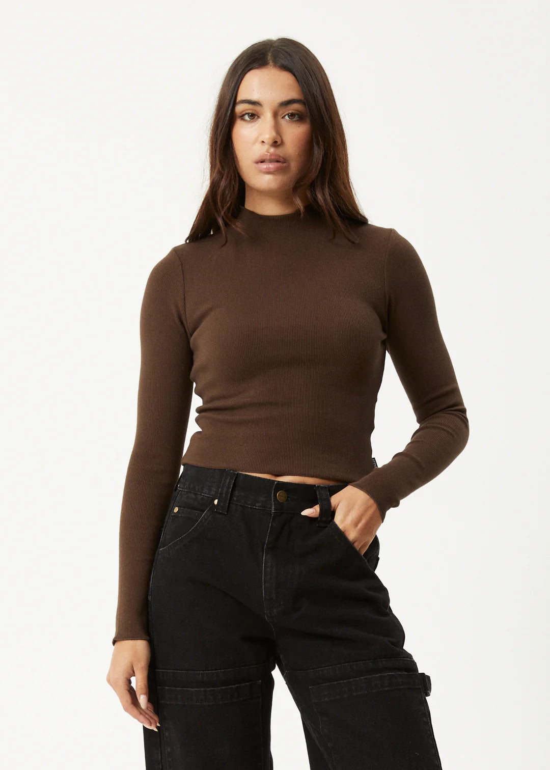 AFENDS // Iconic LS Rib Top COFFEE