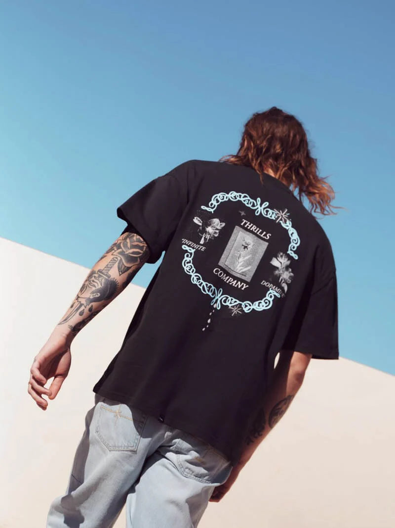 THRILLS // Infinite Dopamine Box Fit OS Tee PIRATE BLACK