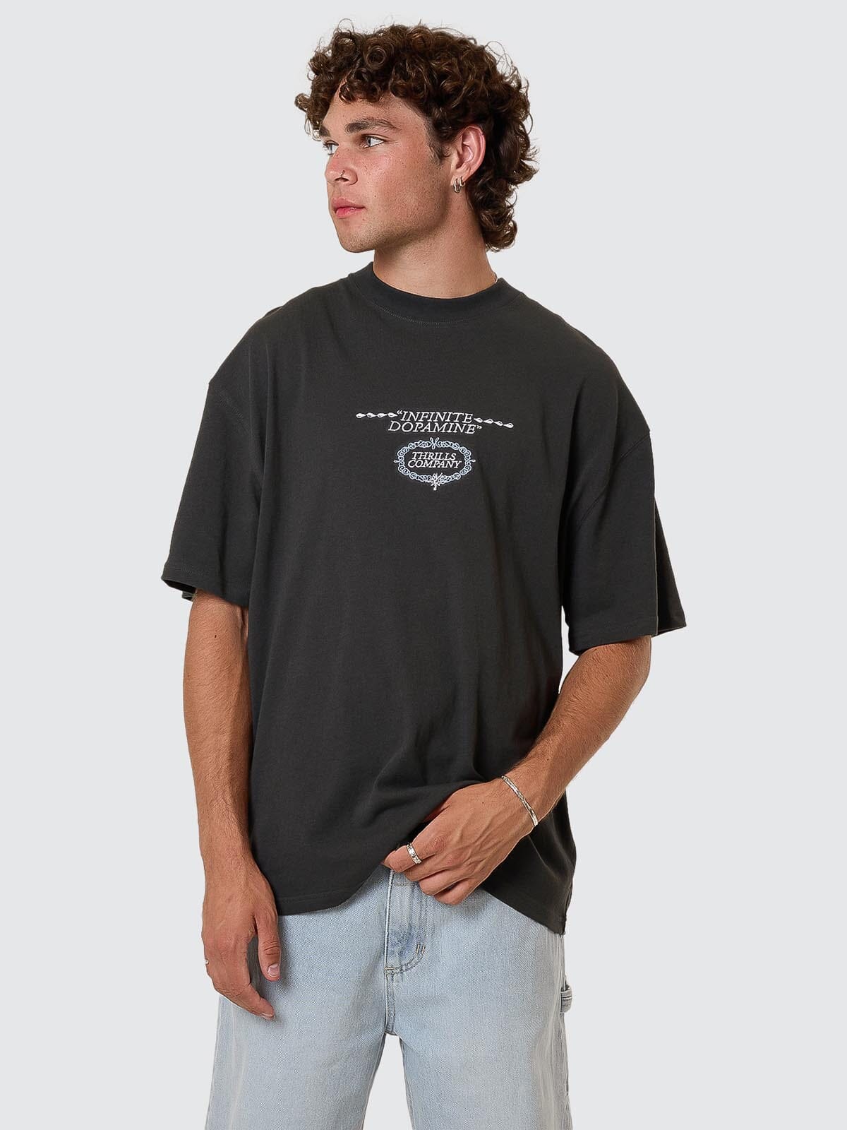 THRILLS // Infinite Dopamine Box Fit OS Tee PIRATE BLACK
