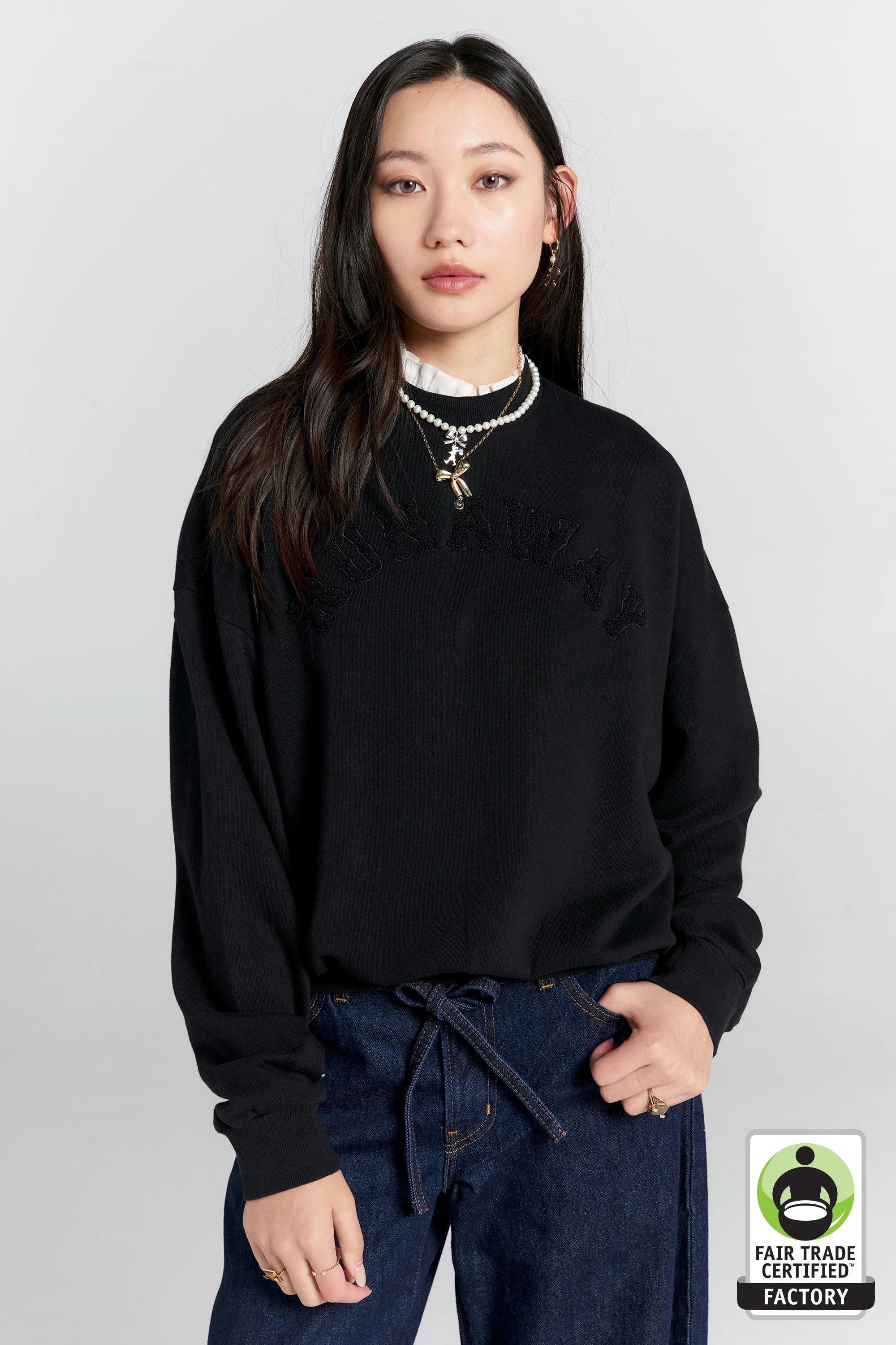 KAREN WALKER // Runaway College Crewneck BLACK