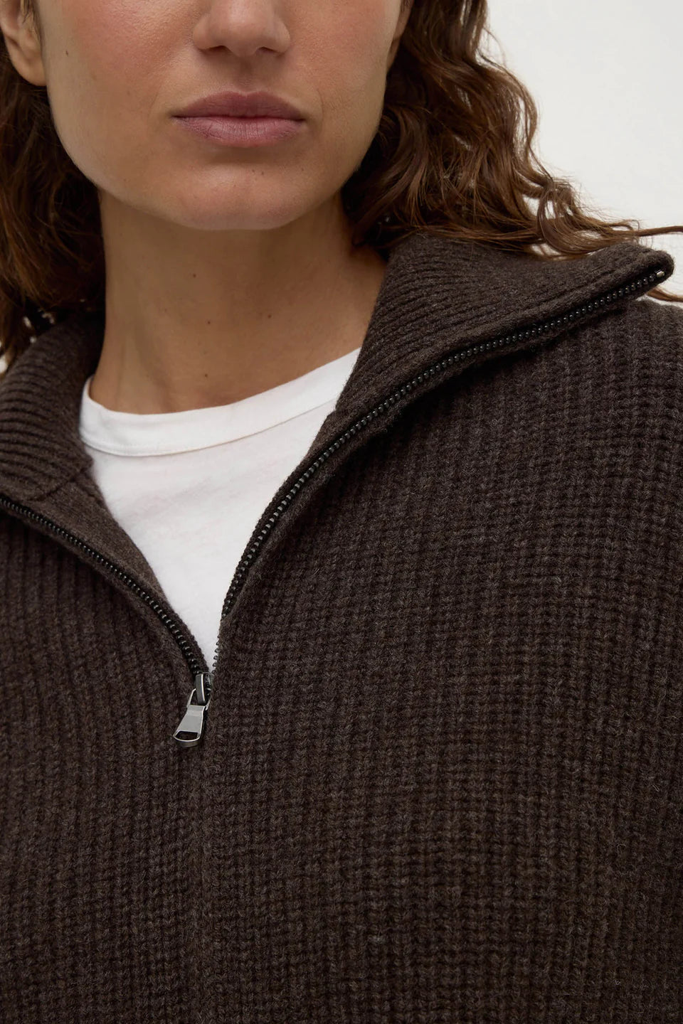ASSEMBLY LABEL // Kaia Wool Zip Sweater GANACHE MARLE