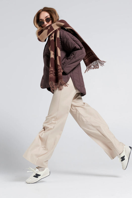 KAREN WALKER // Monogram Jacquard Scarf MAHOGANY/TAN