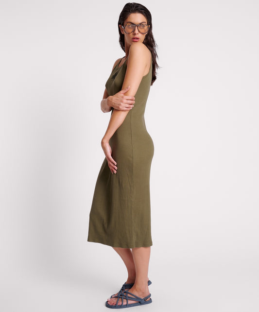 ONE TEASPOON // Rib Singlet Midi Dress KHAKI