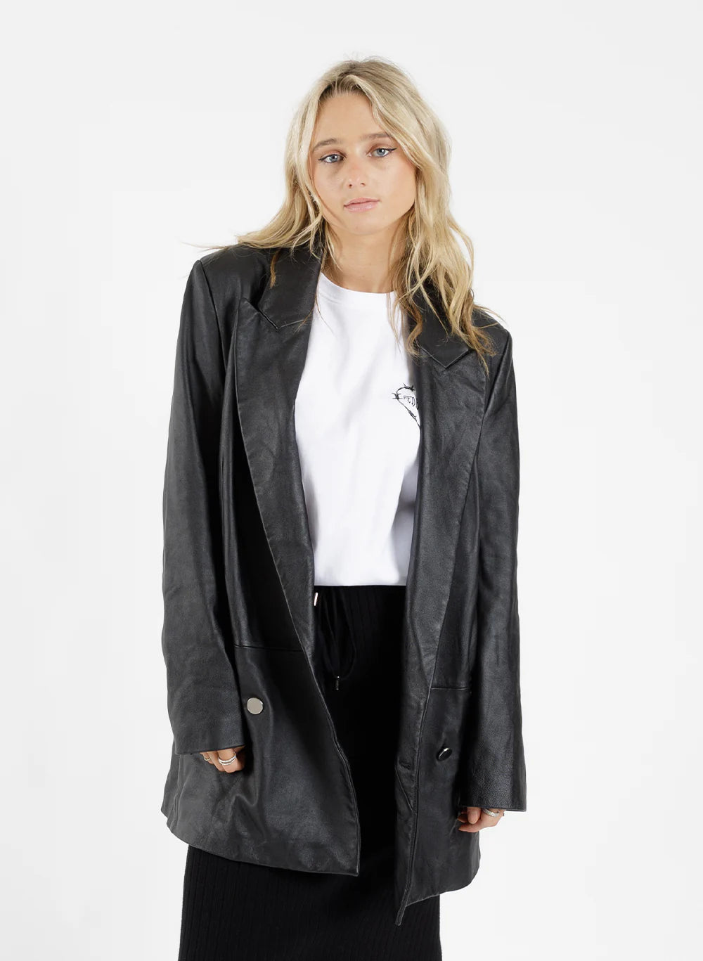 FEDERATION // Leather Tux Jacket BLACK