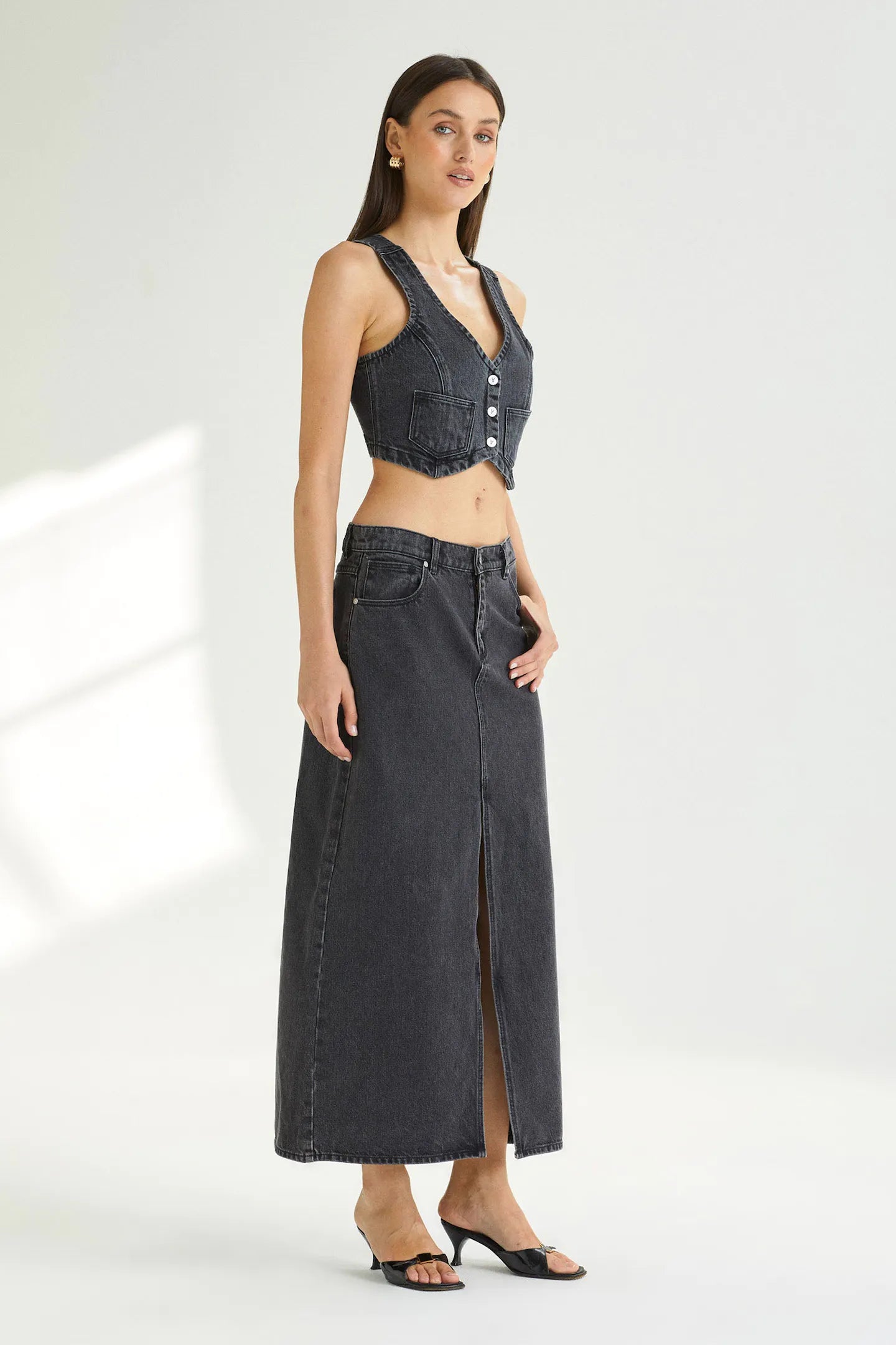 ABRAND // Low Maxi Skirt Chloe WASHED BLACK