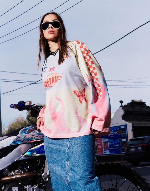 MAKU // Moto Long Sleeve Tee FIERY PINK