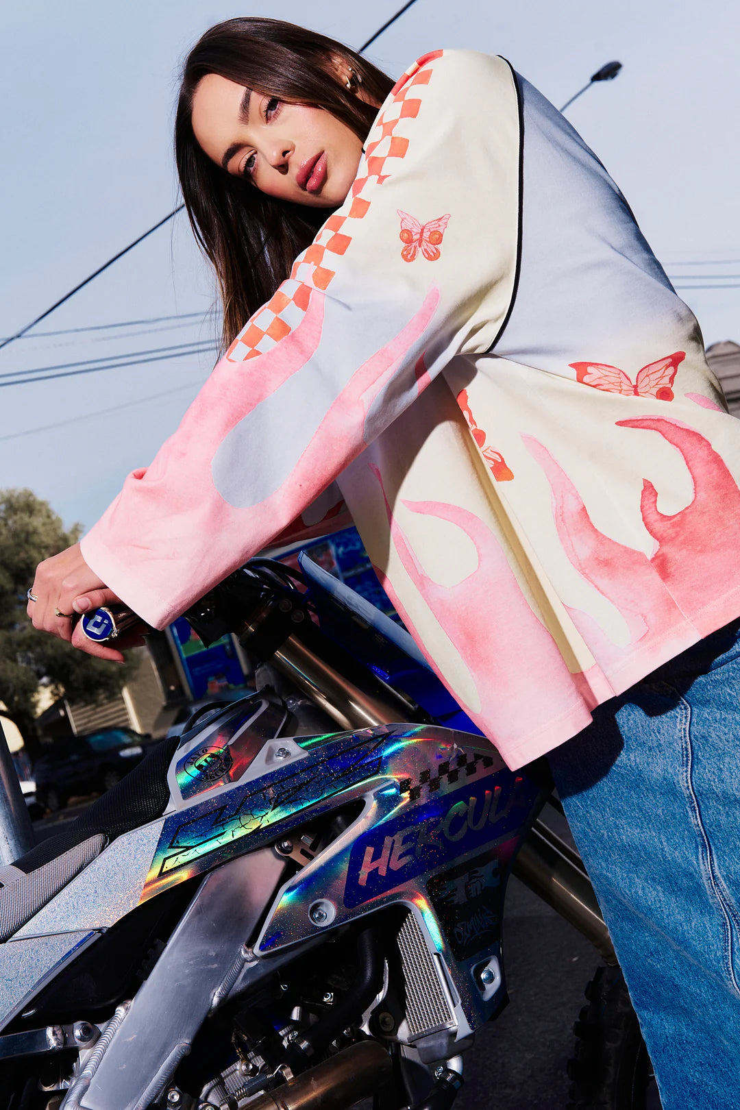 MAKU // Moto Long Sleeve Tee FIERY PINK