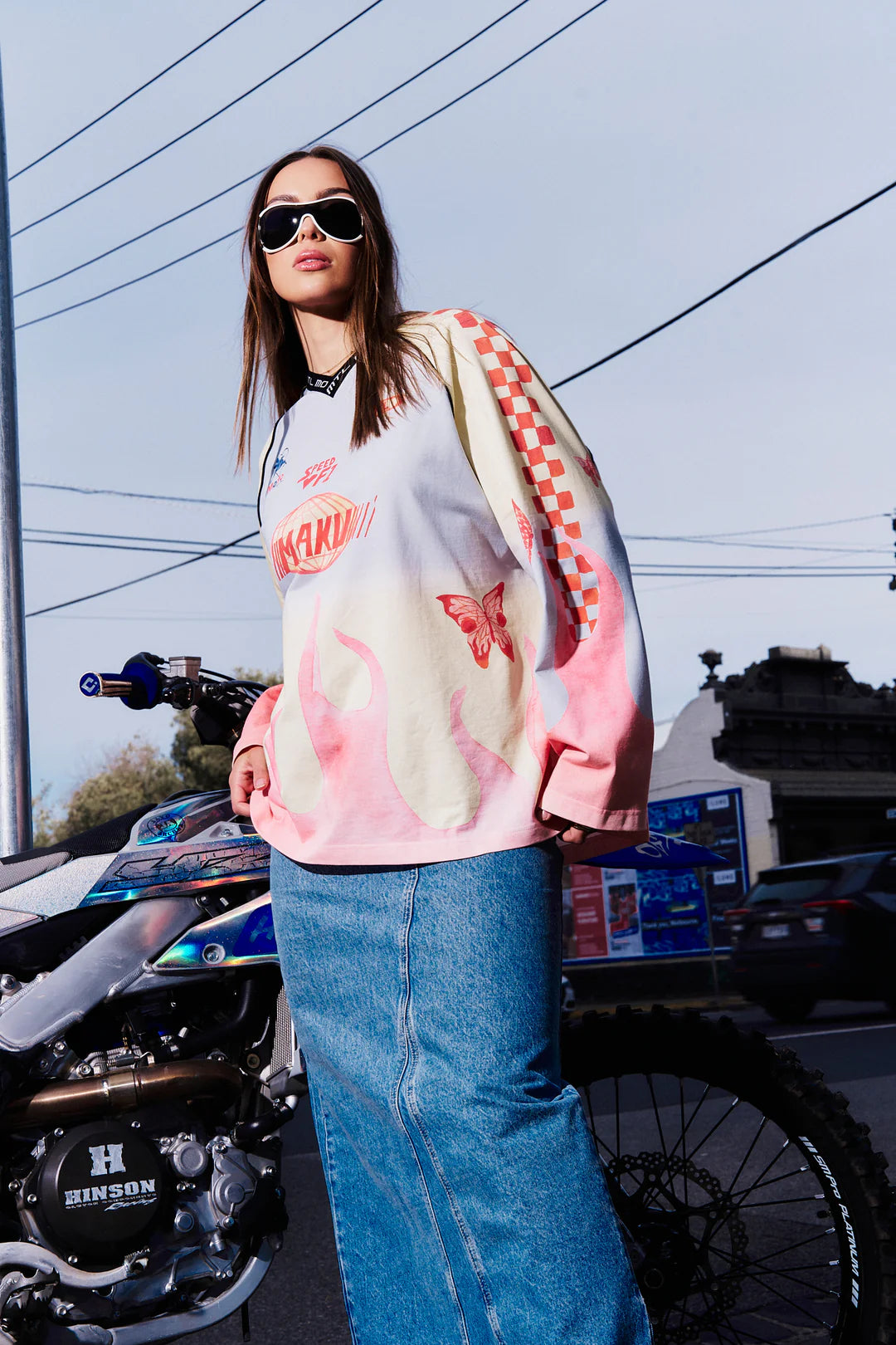 MAKU // Moto Long Sleeve Tee FIERY PINK