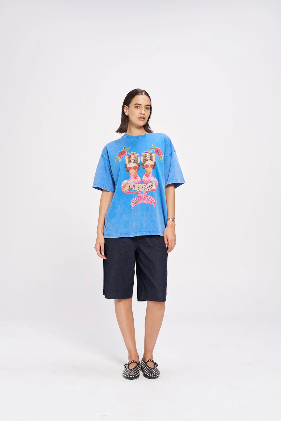 MAKU // Mermaid La Sirene Tee Oversized ACID WASH