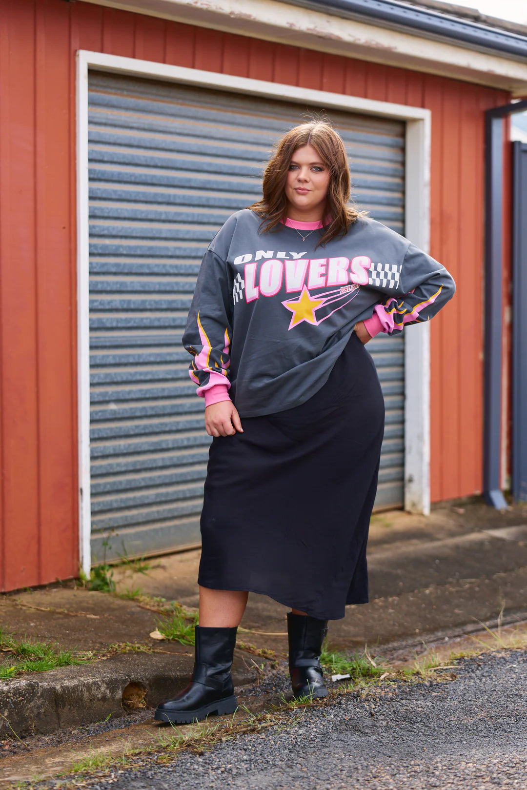 ONLY LOVERS LEFT // Moto Long sleeve Tee CHARCOAL