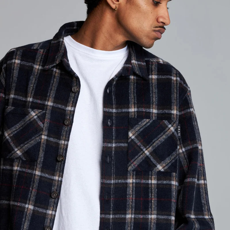 CRATE // Mason Flannel Shirt BLACK/NAVY/WHITE