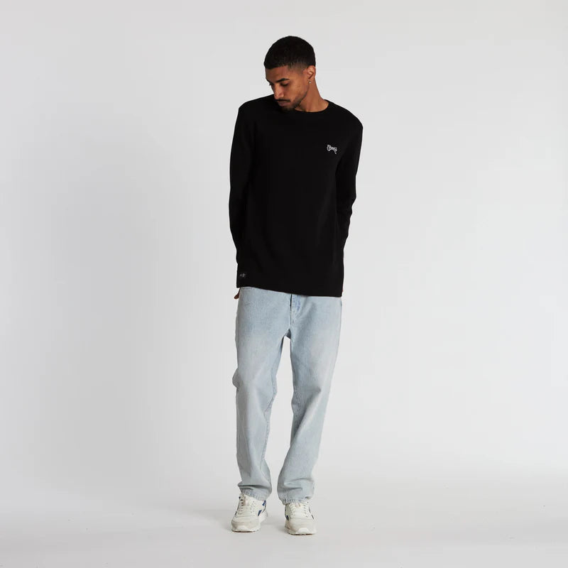 CRATE // Waffle Crew Knit BLACK