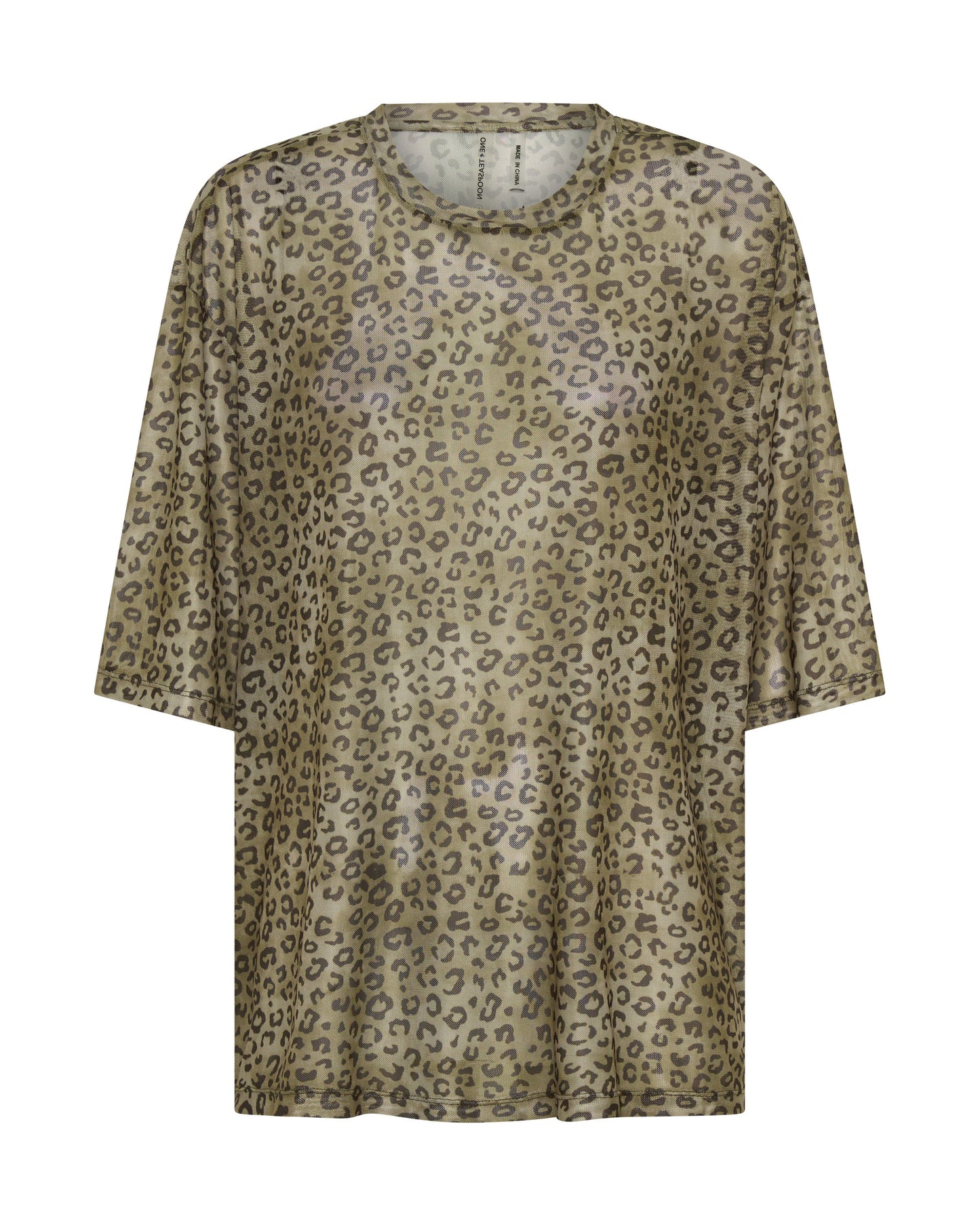 ONE TEASPOON // Mesh Striped OS Kobe Tee KHAKI CHEETAH