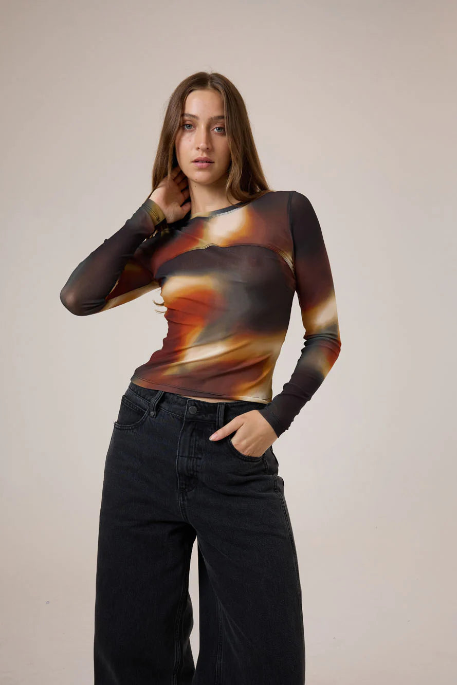 THRILLS // Metamorphic Daze Mesh Top BLACK