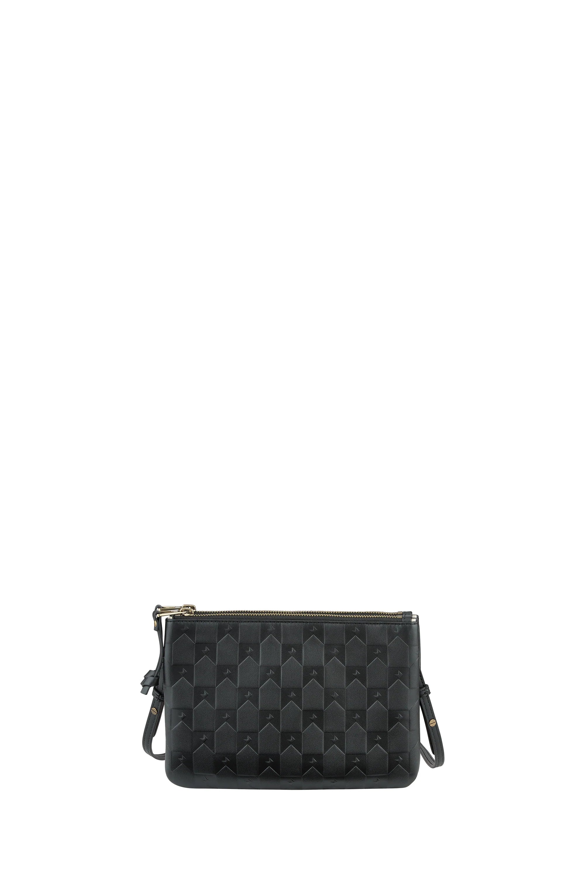 Monogram Double Zip Pouch Nappa Leather BLACK
