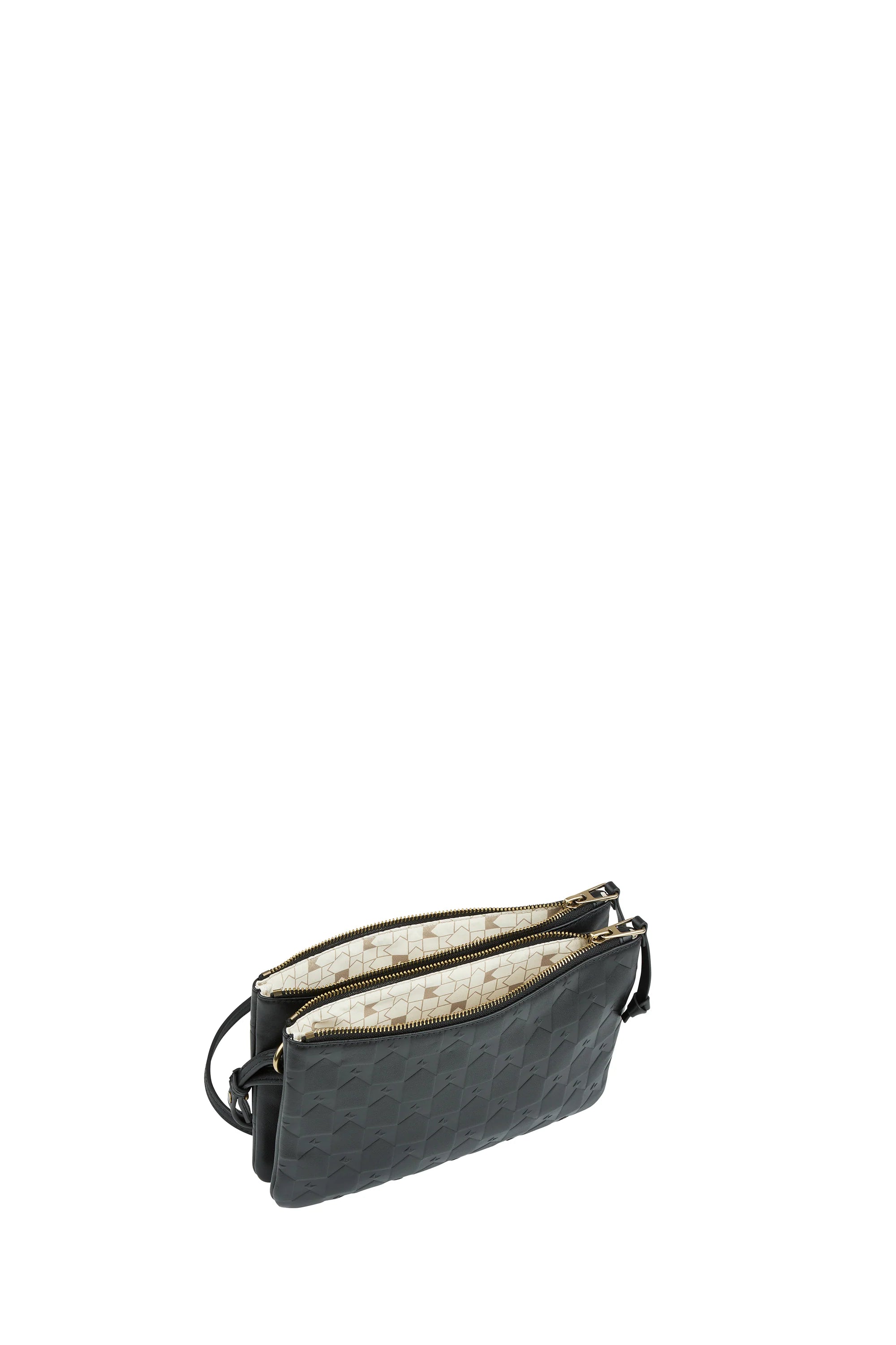 Monogram Double Zip Pouch Nappa Leather BLACK