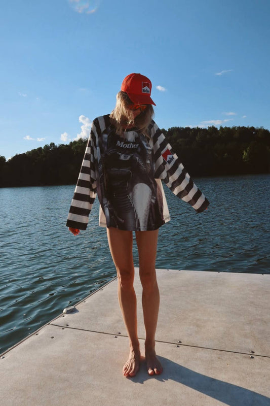 HAPPY LITTLE MOTHER // Racing Stripe Mesh BLACK