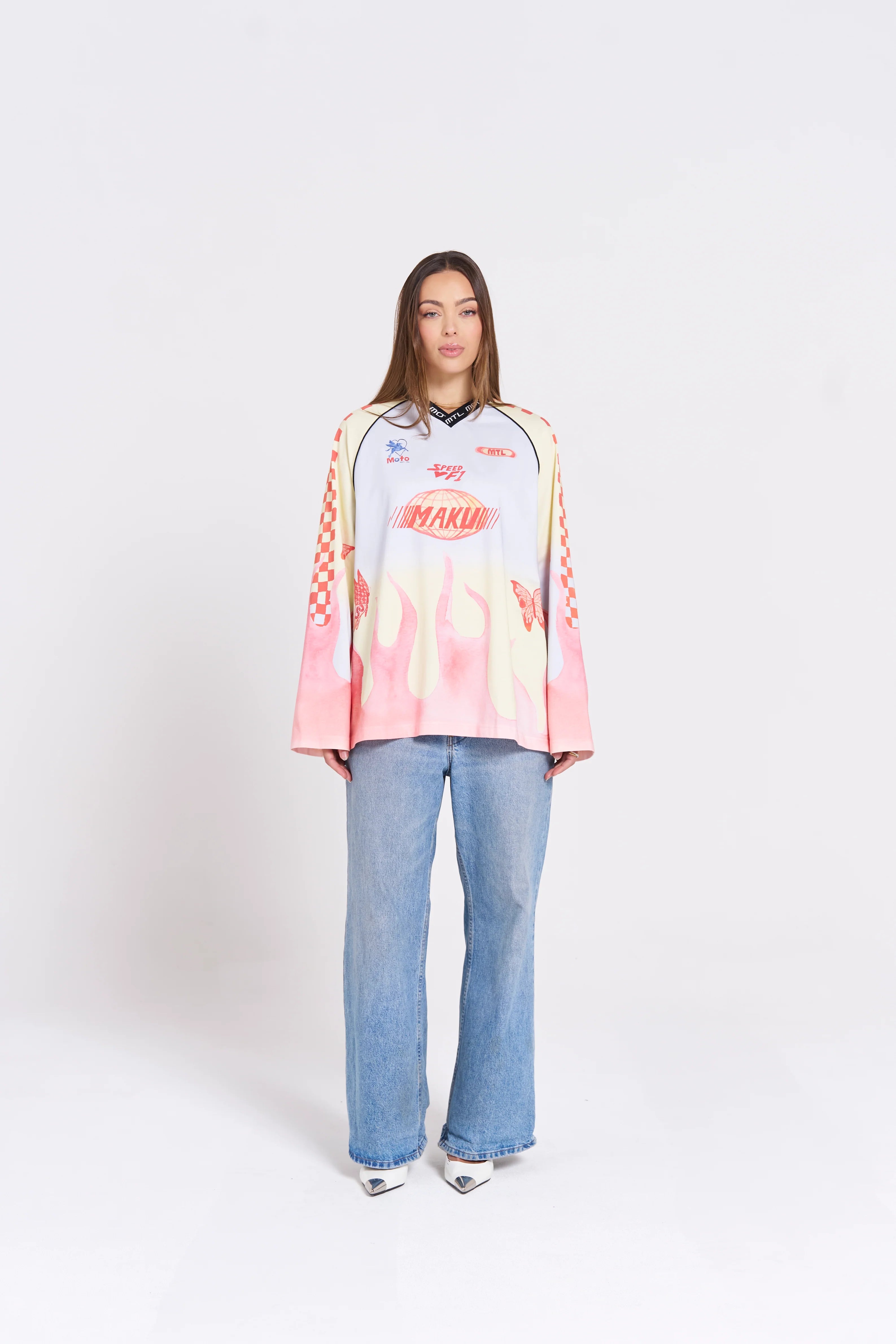 MAKU // Moto Long Sleeve Tee FIERY PINK