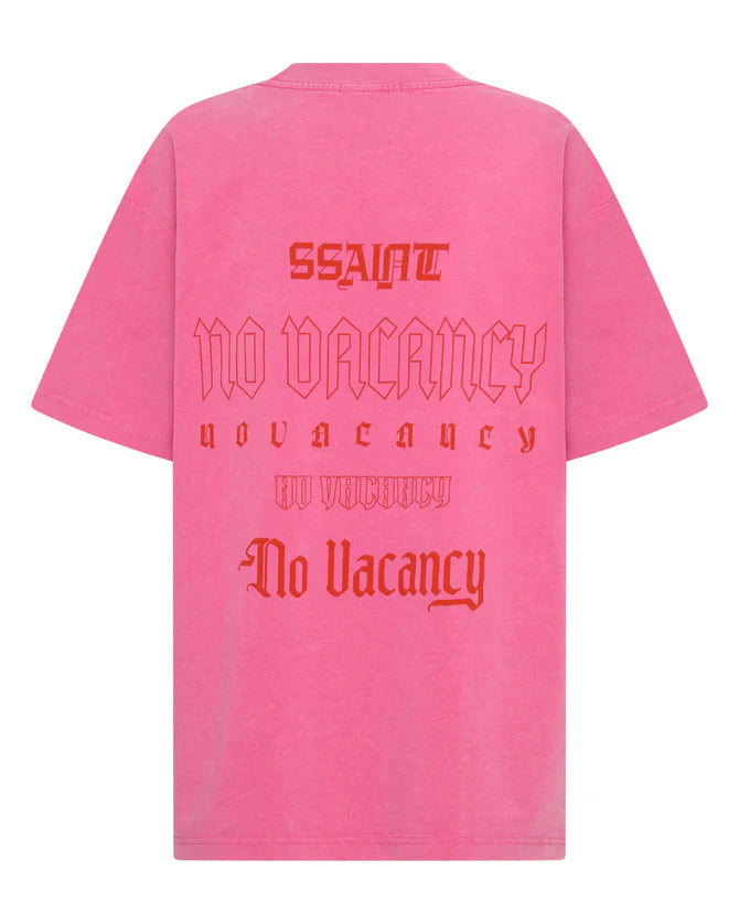 No Vacancy Tee ACID WASH DARK PINK