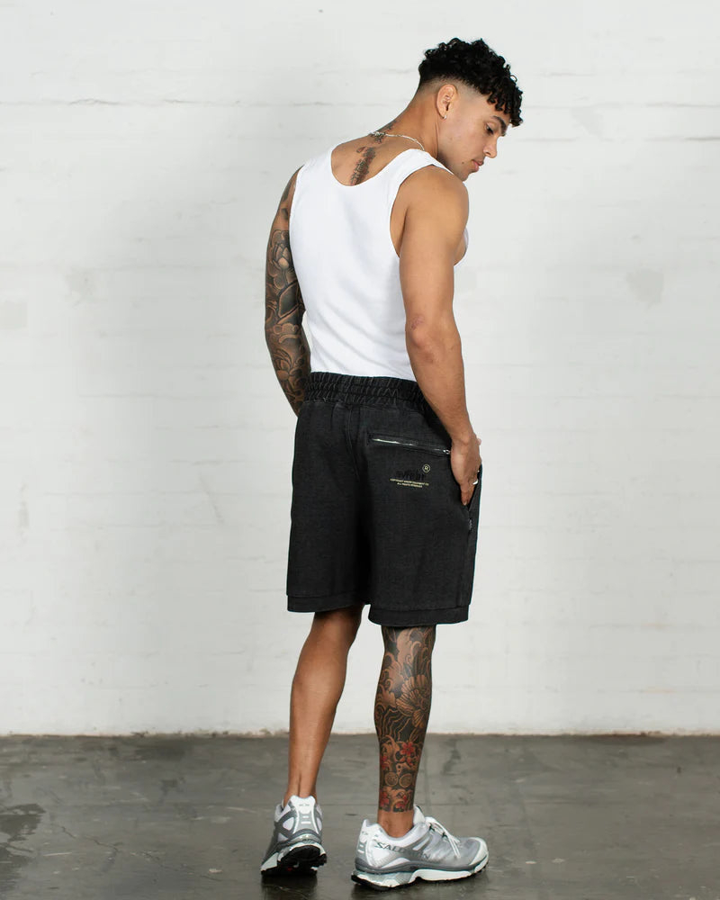 WNDRR // Offcut Tech Trackshort WASHED BLACK
