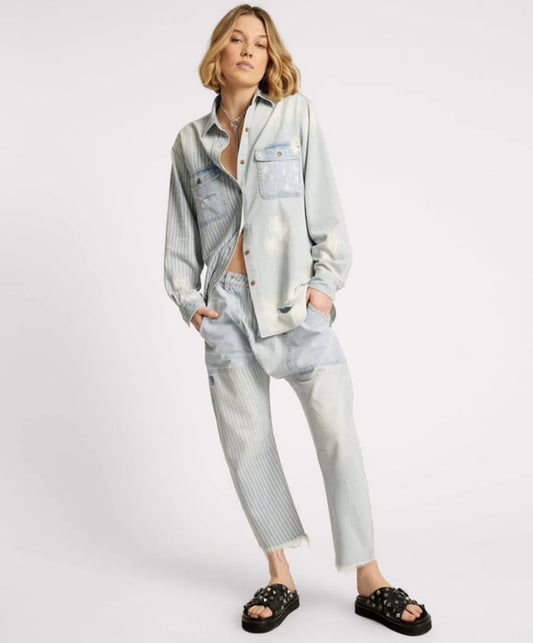 ONE TEASPOON // Everyday Denim Shirt PAINTERS STRIPE