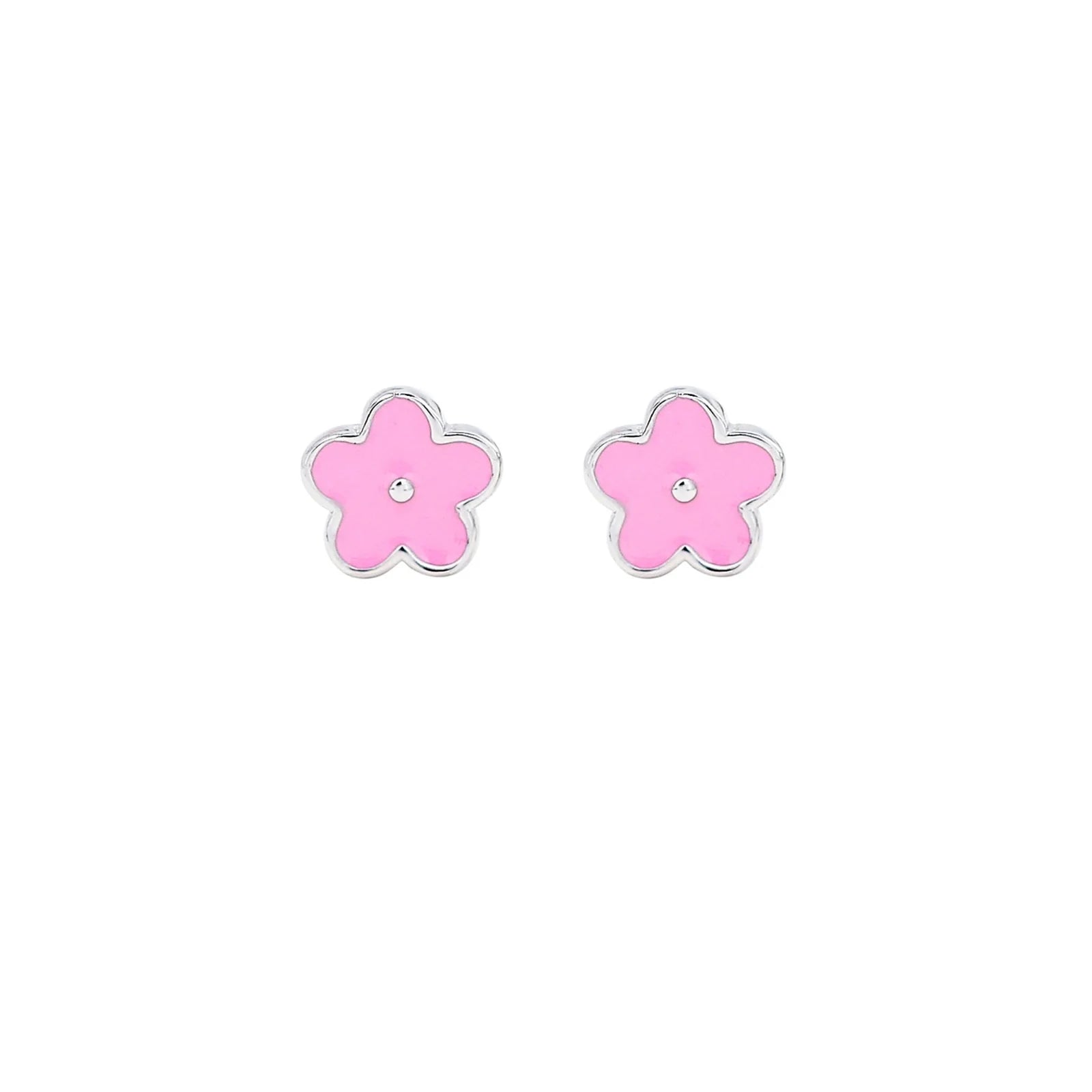 SILVER LININGS // Kids Pink Daisy Enamel Studs