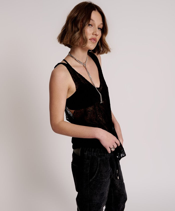 ONE TEASPOON // Poison Rose Twisted Top BLACK