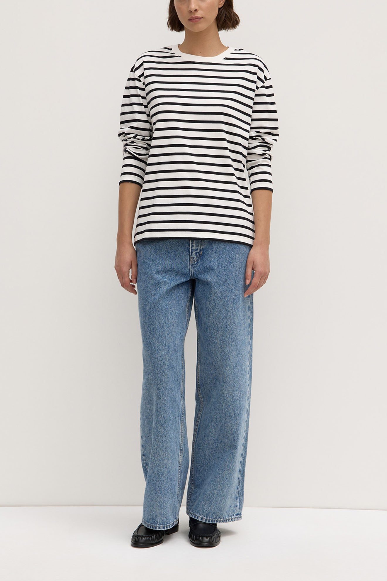 ASSEMBLY LABEL // Portside Stripe LS Tee ANTIQUE WHITE/BLACK