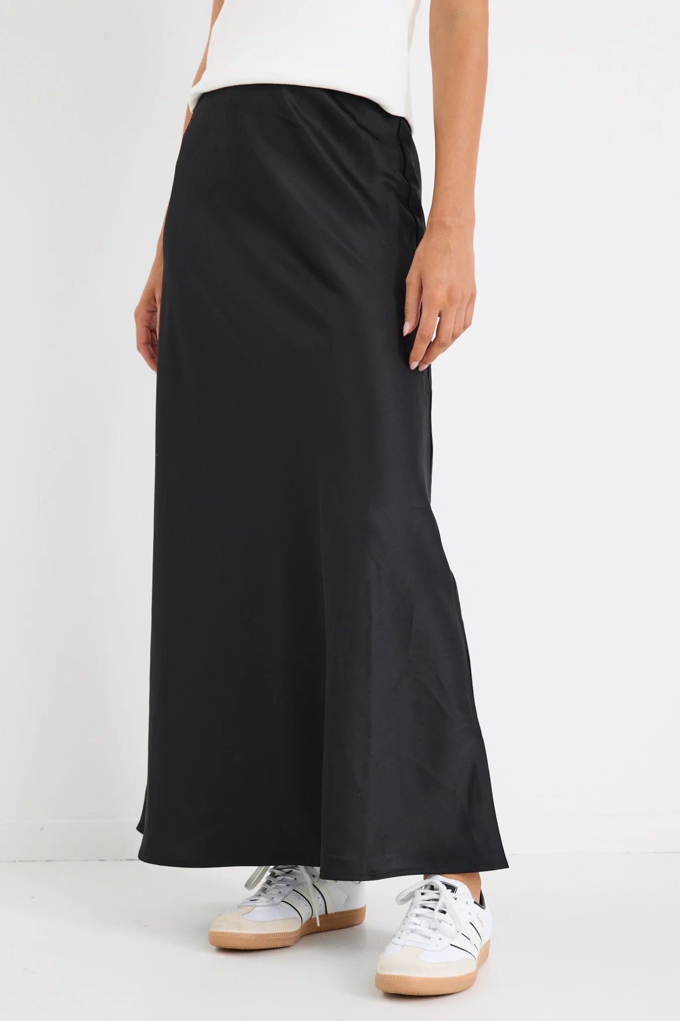 STORIES BE TOLD // Prodigy Satin Bias Maxi Skirt BLACK