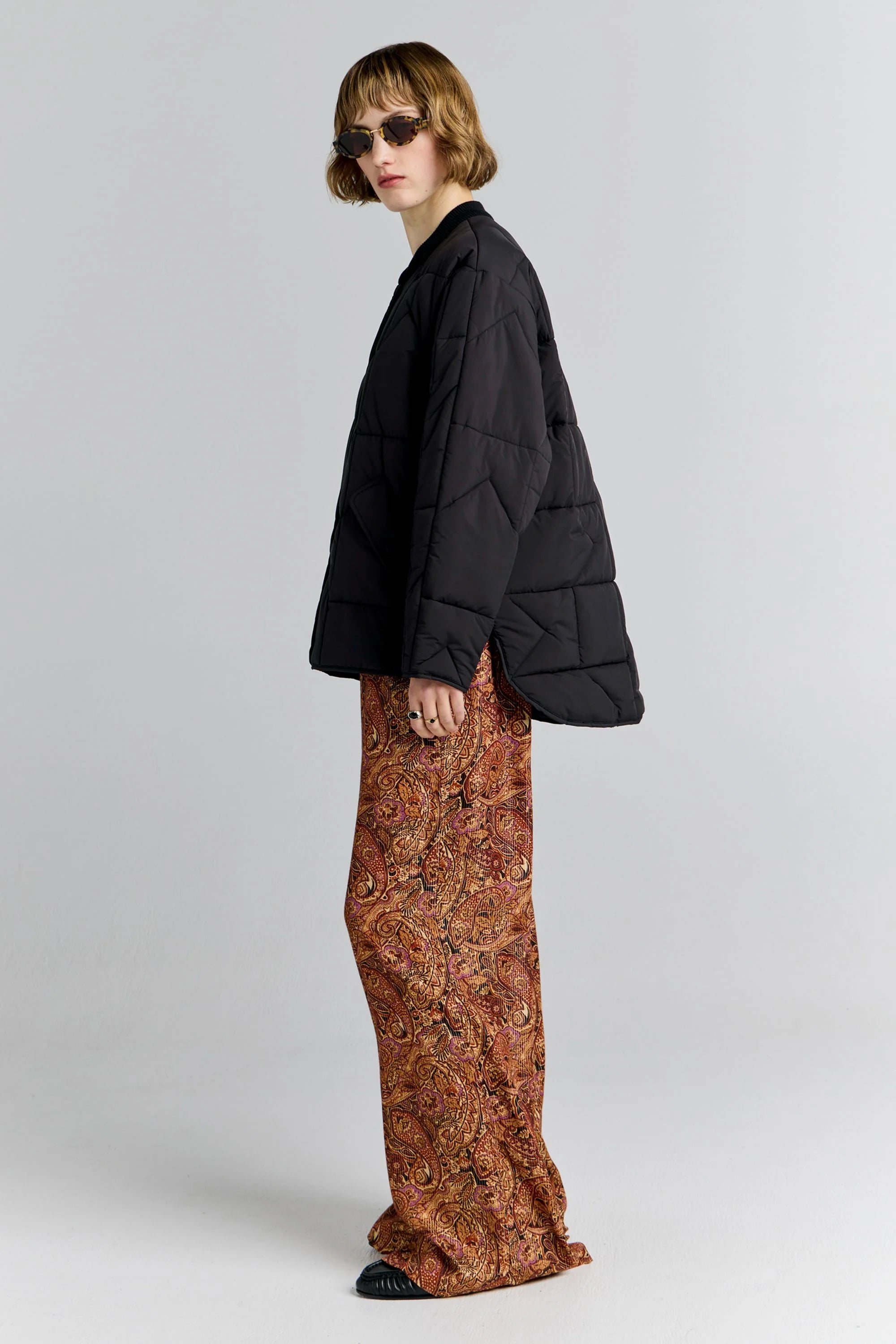 KAREN WALKER // Quilited Monogram Jacket BLACK/BROWN