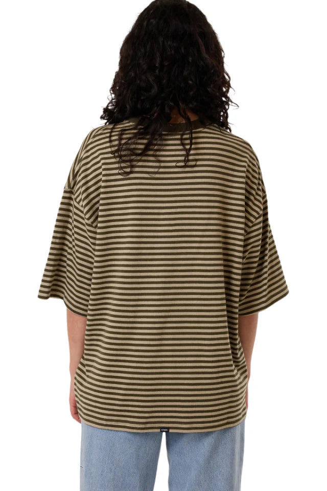 THRILLS // Quinn Stripe OS Tee DARK OLIVE