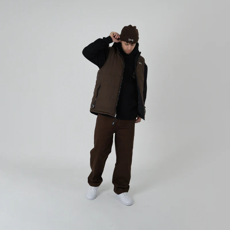 CRATE // Reversible Puffer Vest BLACK/DARK BROWN