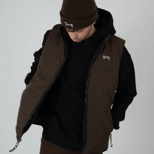 CRATE // Reversible Puffer Vest BLACK/DARK BROWN