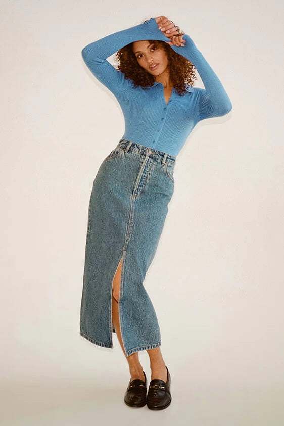 ROLLAS // Chicago Skirt LYOCELL BLUE