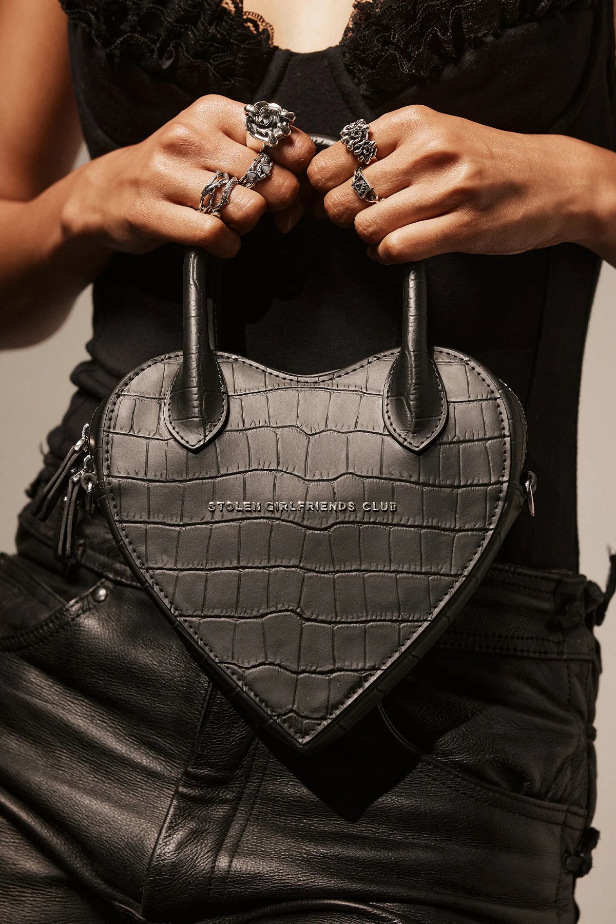 STOLEN GIRLFRIENDS CLUB // Rebellious Heart Bag BLACK