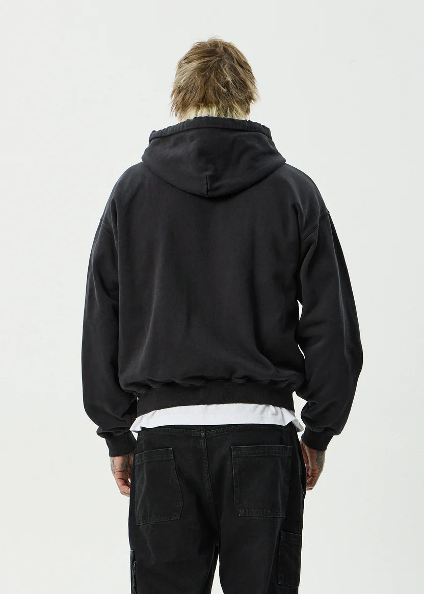 AFENDS // Residence Heavyweight Boxy Zip Hood STONE BLACK