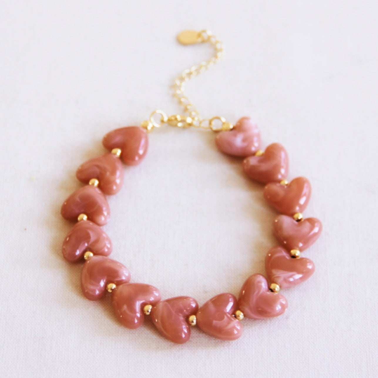 Beaded Heart Bracelet SALMON