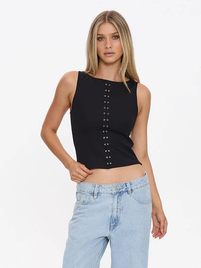 THRILLS // Rhyde Eyelet Tank BLACK