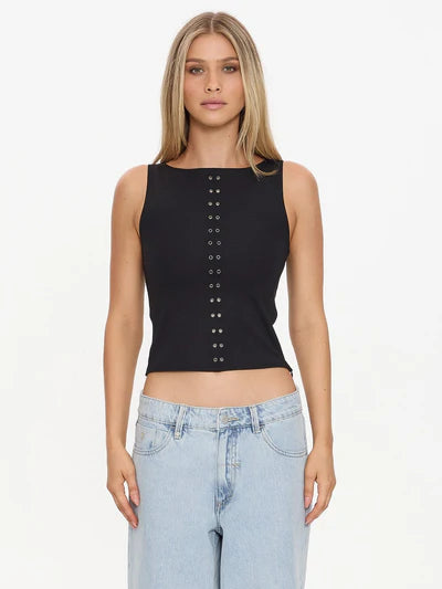 THRILLS // Rhyde Eyelet Tank BLACK