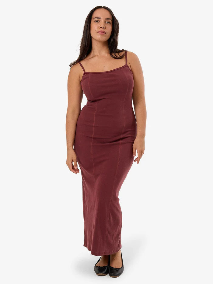 THRILLS // Rib Seam Dress DARK CHERRY