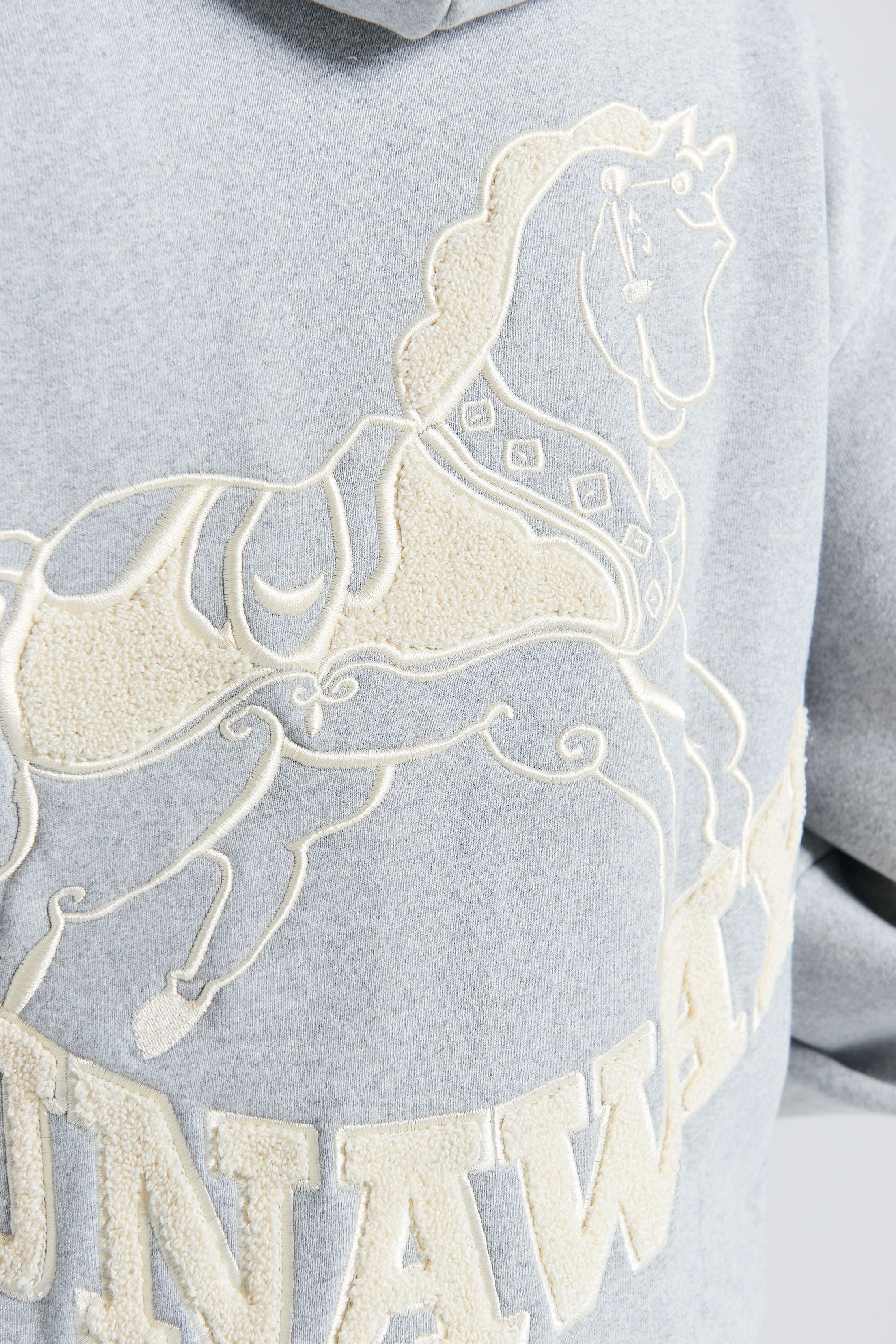 Rocking Horse OS Hoodie GREY MARLE/ECRU
