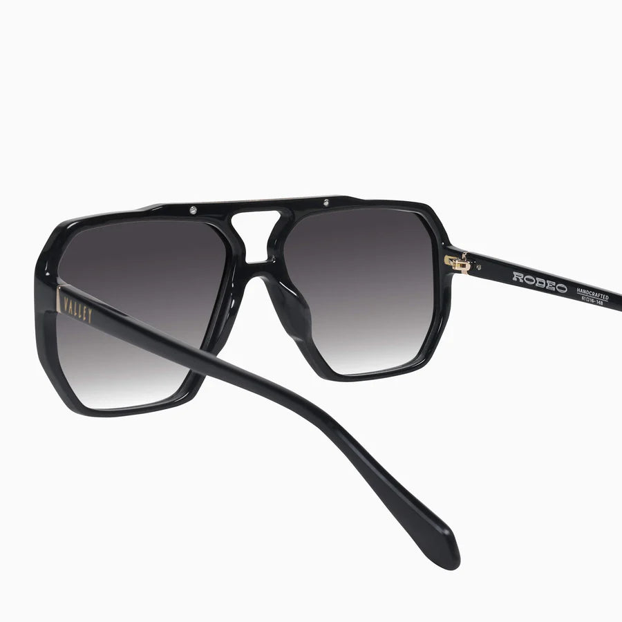 VALLEY // Rodeo GLOSS BLACK w. GOLD METAL/BLACK GRADIENT LENS