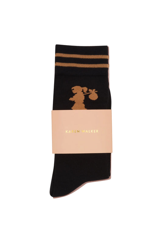 KAREN WALKER // Runaway Girl 2Pack Socks BLACK/PINK